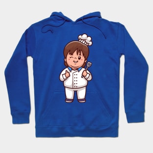 Cute Kid Chef Holding Spatula Cartoon Hoodie